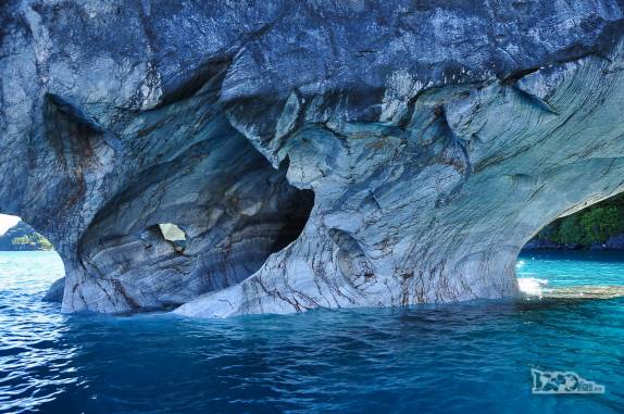 Interior da Catedral de Mármore, no lago General Carrera, região de Puerto Rio Tranquilo, na Carretera Austral, sul do Chile